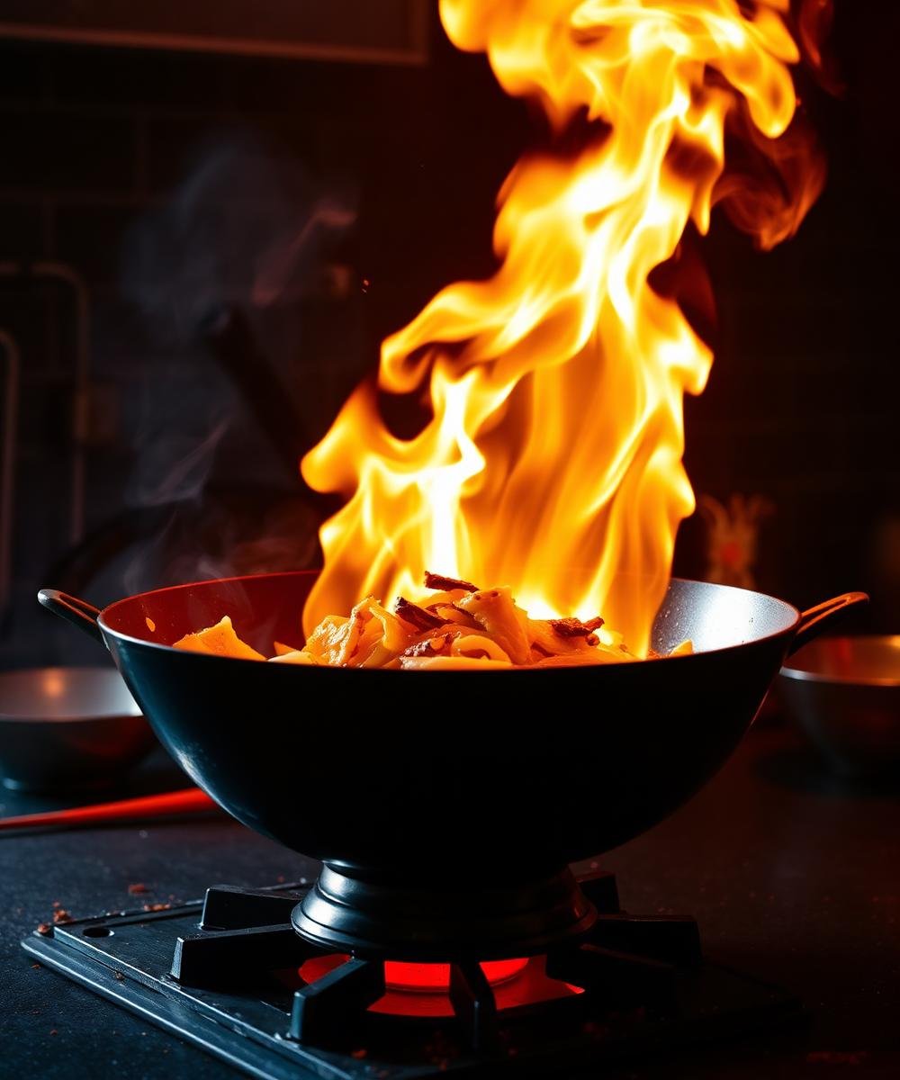 Wok de Azumi cocinado a llama viva